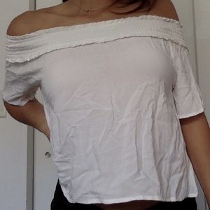 Off the shoulder white top